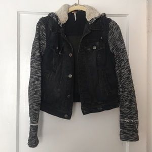 Free People Black Denim + Knit Jacket